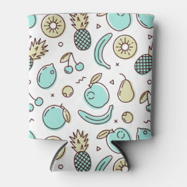 キュートフルーツパターン夏ラインスケッチ 缶クーラー