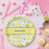 キュートフレッシュレモンシトランドルイエローモノグラム ペーパープレート (パーティー)