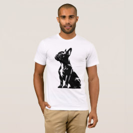キュートフレンチブルドッグのモノクログラフィックTシャツ Tシャツ
