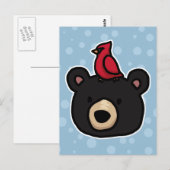 キュートフレンドリーとクマと（鳥）ショウジョウコウカンチョウ ポストカード (正面/裏面)