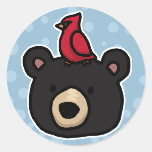 キュートフレンドリーとクマと(鳥)ショウジョウコウカンチョウ ラウンドシール