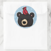 キュートフレンドリーとクマと(鳥)ショウジョウコウカンチョウ ラウンドシール (バッグ)