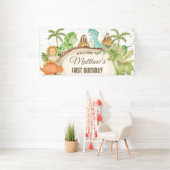 キュートフレンドリー恐竜誕生日ベビー背景 横断幕 (インサイチュ)