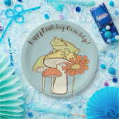 キュートフロッグアンドマッシュルームコテージパーソナライズされた ペーパープレート (パーティー)