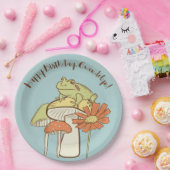 キュートフロッグアンドマッシュルームコテージパーソナライズされた ペーパープレート (パーティー)