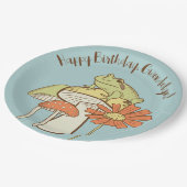 キュートフロッグアンドマッシュルームコテージパーソナライズされた ペーパープレート (アングル)