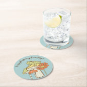 キュートフロッグアンドマッシュルームコテージパーソナライズされた ラウンドペーパーコースター (インサイチュ)