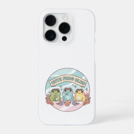 キュートフロッグクラブ - かわいいパステルカエルの花 iPhoneケース (裏面)