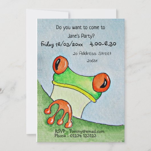 キュートフロッグパーティー招待状 招待状 (正面)