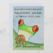 キュートフロッグパーティー招待状 招待状 (正面/裏面)