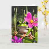 キュートフロッグプントーズテーマの誕生日 カード (黄色い花)