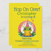 キュートフロッグ子供の誕生日 招待状 (正面/裏面)