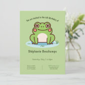 キュートフロッグ誕生日招待状 招待状 (スタンド正面)