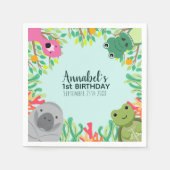 キュートフロリダアニマルズワイルドワン子供の誕生日 スタンダードカクテルナプキン (正面)