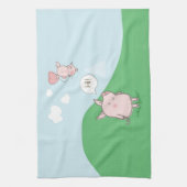 キュートフローティング豚ことわざhi キッチンタオル (縦)