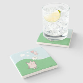 キュートフローティング豚ことわざhi ストーンコースター