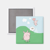 キュートフローティング豚ことわざhi マグネット (正面/裏面)