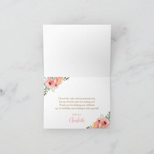 キュートフローラウッお洒落ドランド動物誕生日 サンキューカード (内部)