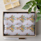 キュートフローラクラウン付きキリンパターン（の模様が）ある 薄葉紙 (ギフト)