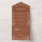 キュートフローラテラコッタ焼きオレンジ結婚ズ オールインワン招待状 (内側)