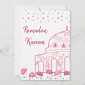 キュートフローラピンクモスクイスラム教ラマダンムバラク シーズンカード (正面)