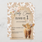 キュートフローラホーリーカウー納屋周囲の庭誕生日招待状 招待状 (正面/裏面)