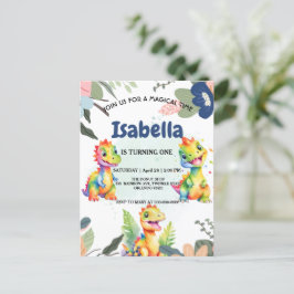 キュートフローラレインボー恐竜ハッピーバースデーパーティー ポストカード