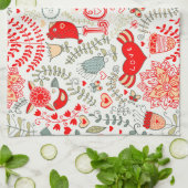 キュートフローラヴァレンティネスデザイン キッチンタオル (折り畳み)