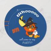 キュートフーフクロウハローウィンパーティ招待状 招待状 (正面/裏面)