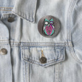 キュートフ予測できなロウスチームパンクスタイルピンクティール（緑がかった色）シルバー 缶バッジ (インサイチュ)