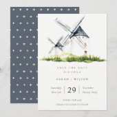 キュートフ素朴ァームウィンドミルテーマ日付カードを保存 サンキューカード (正面/裏面)