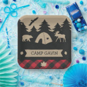 キュートフ素朴ランネルキャンプ誕生日パーティー ペーパープレート (パーティー)