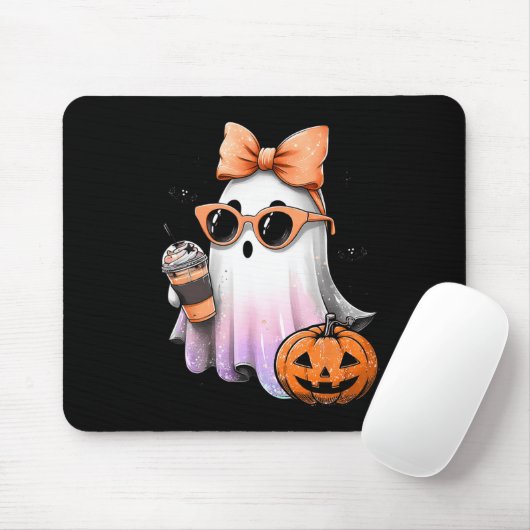 キュートブギー幽霊コーヒーカボチャ不気味シーズンハル マウスパッド (マウス)