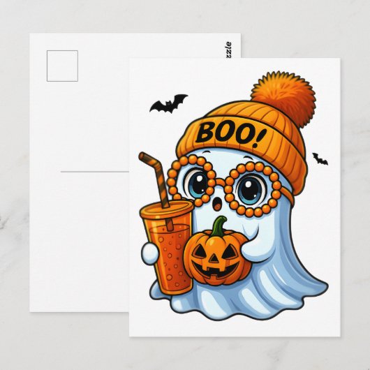 キュートブジェ幽霊ハロウィーン | シック不気味アステティ ポストカード (正面/裏面)