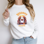 キュートブックラバーハロウィーン幽霊先生司書 スウェットシャツ