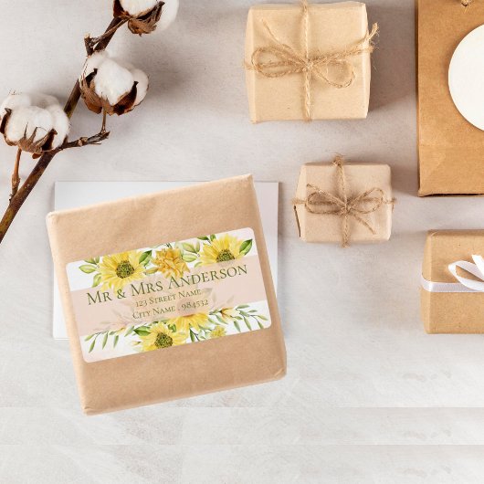 キュートブライトイエローサンフラワーフローラ住所 シール