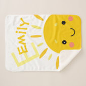 キュートブライトイエローサンモノグラム名ベビー シェルパブランケット (正面(横))