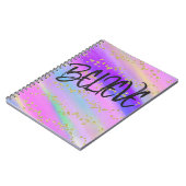 キュートブライトカラフル信じ金ゴールドグリッター ノートブック (左側)