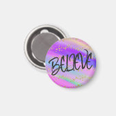 キュートブライトカラフル信じ金ゴールドグリッター マグネット (正面/裏面)