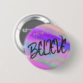 キュートブライトカラフル信じ金ゴールドグリッター 缶バッジ (正面&裏面)