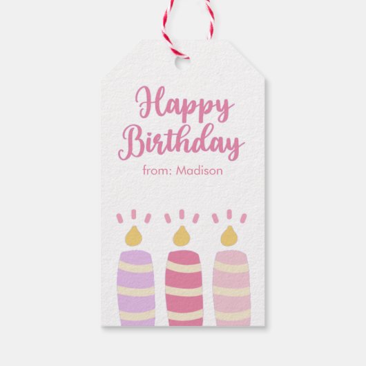 キュートブライトキャンドルパーソナライズされたハッピーバースデー ギフトタグ (裏面)