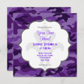 キュートブライトパープル迷彩柄カモフラージュ 招待状 (正面/裏面)