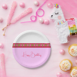 キュートブライトピンクフローラ ペーパープレート