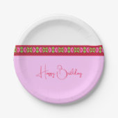 キュートブライトピンクフローラ ペーパープレート (正面)