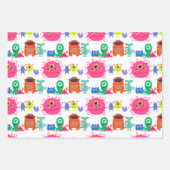 キュートブライトレインボーモンスターラッピング紙 ラッピングペーパーシート (正面)