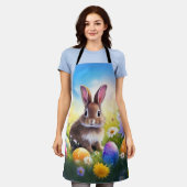 キュートブラウンイースターベビーバニー エプロン (着用した状態)