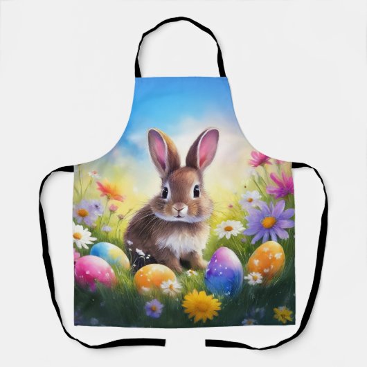 キュートブラウンイースターベビーバニー エプロン (正面)