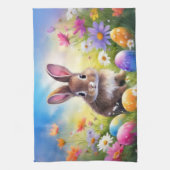キュートブラウンイースターベビーバニー キッチンタオル (縦)
