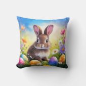 キュートブラウンイースターベビーバニー クッション (正面)