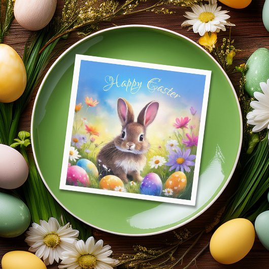 キュートブラウンイースターベビーバニー スタンダードカクテルナプキン